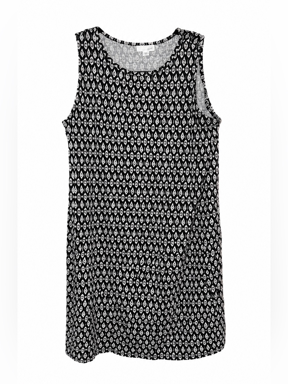 J.Jill Petite Small 100% Cotton Black White Sleeveless Swing Dress Small Petite